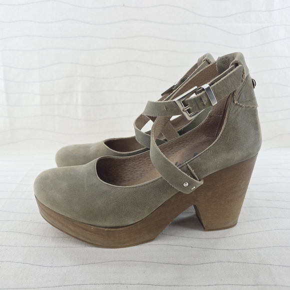 Free People Womens Buena Vista Leather Platform Wedge Strappy Heels Size 37 EU - Picture 2 of 15